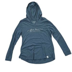 Unwind by League Flora-Bama Blue Slub Hoodie Top Womens Size Medium NEW Souvenir